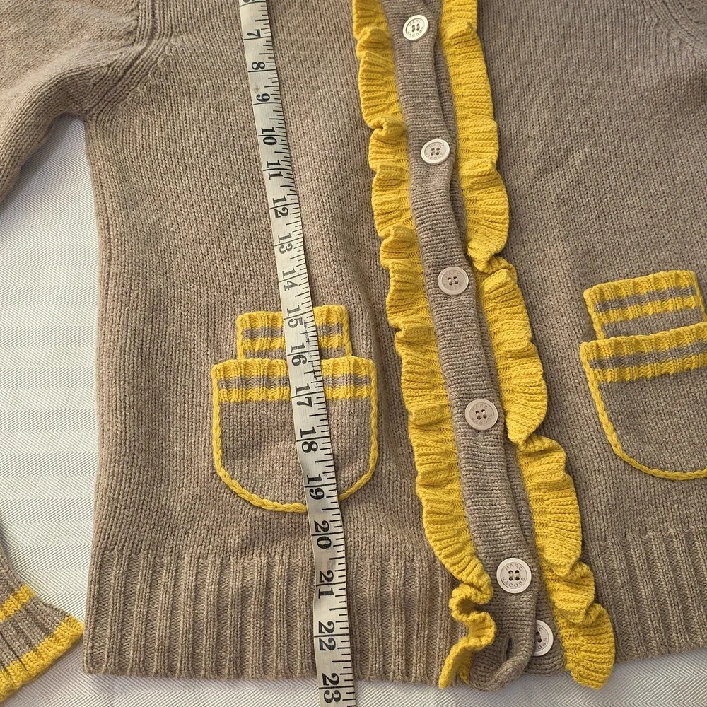 Marc Jacobs Beige‎ and Yellow Ruffle Cardigan